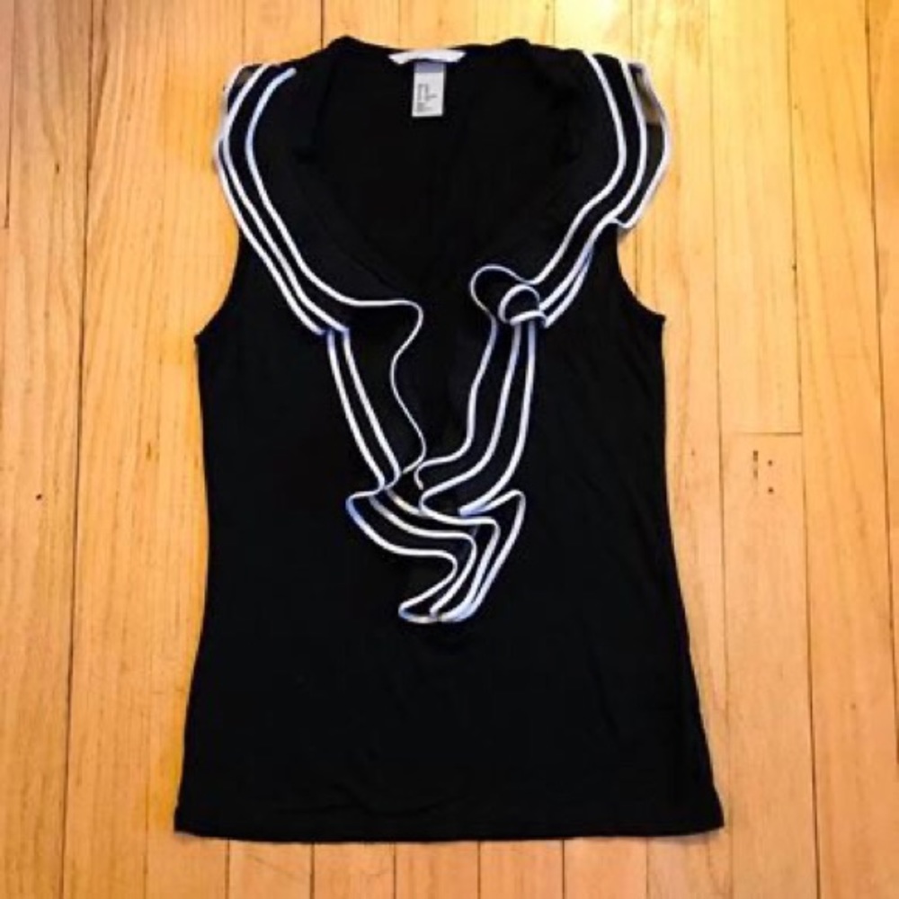 H&M Black & White Sleeveless Ruffle Top - Size XS
